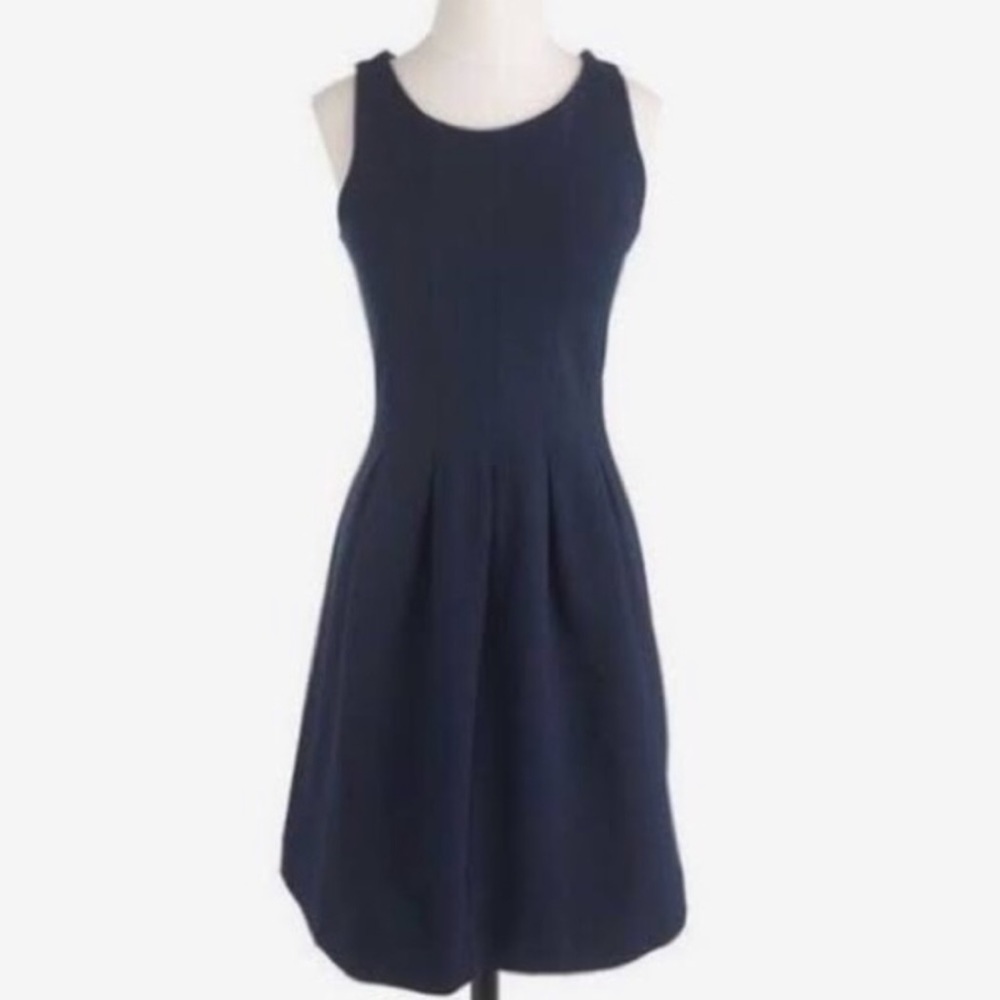JCrew Pleated Navy Dress